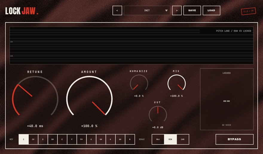 LOCKJAW — free hard-tune vocal effect plugin for Windows (VST3), BSMT.DSP by Dr.dawgOG: interface screenshot