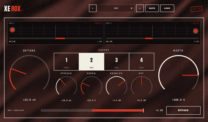 XEROX — free vocal doubler plugin for Windows (VST3), BSMT.DSP by Dr.dawgOG: interface screenshot