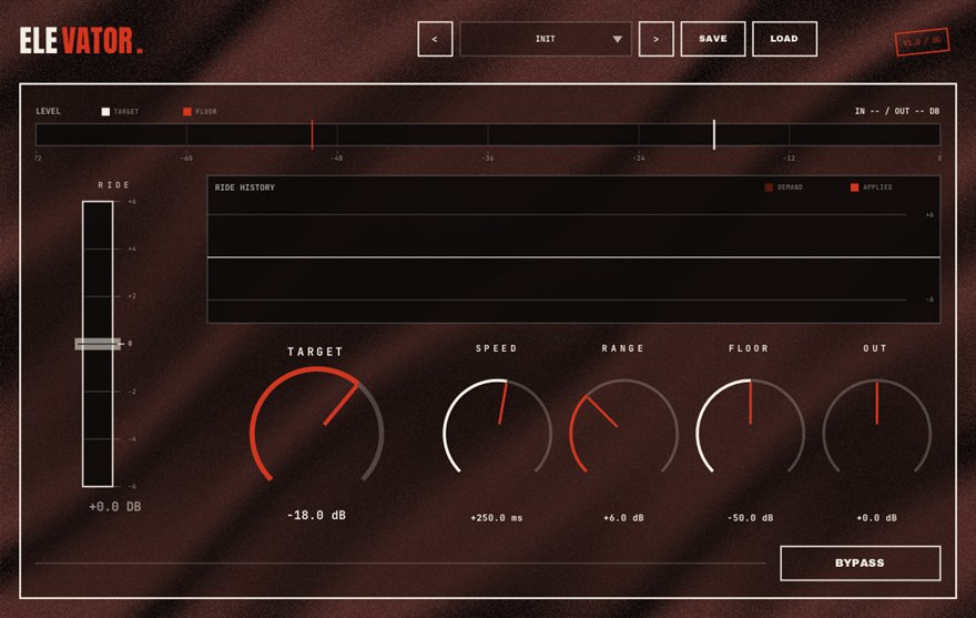 ELEVATOR — free automatic vocal rider plugin for Windows (VST3), BSMT.DSP by Dr.dawgOG: interface screenshot