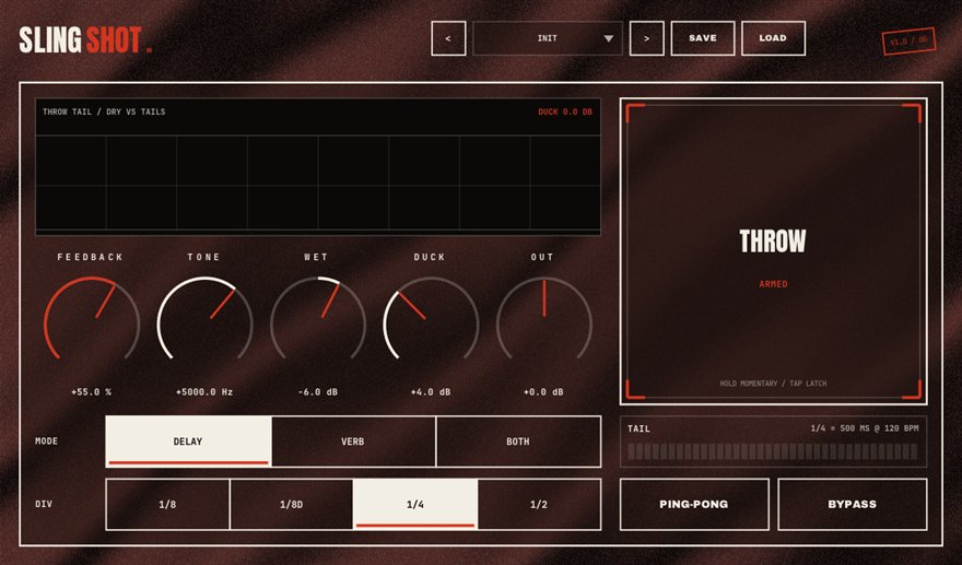 SLINGSHOT — free ad-lib throw FX plugin for Windows (VST3), BSMT.DSP by Dr.dawgOG: interface screenshot