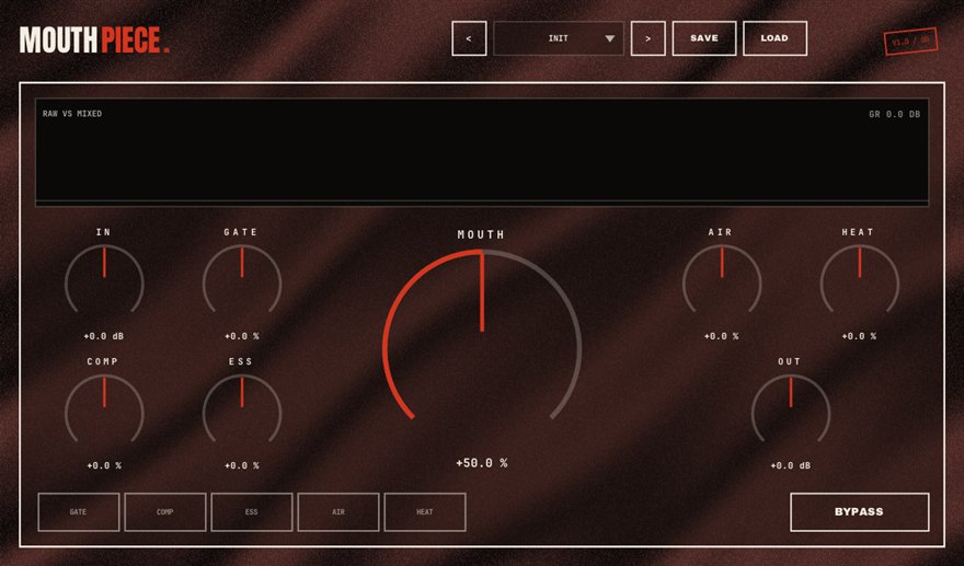 MOUTHPIECE — free one-knob vocal strip plugin for Windows (VST3), BSMT.DSP by Dr.dawgOG: interface screenshot